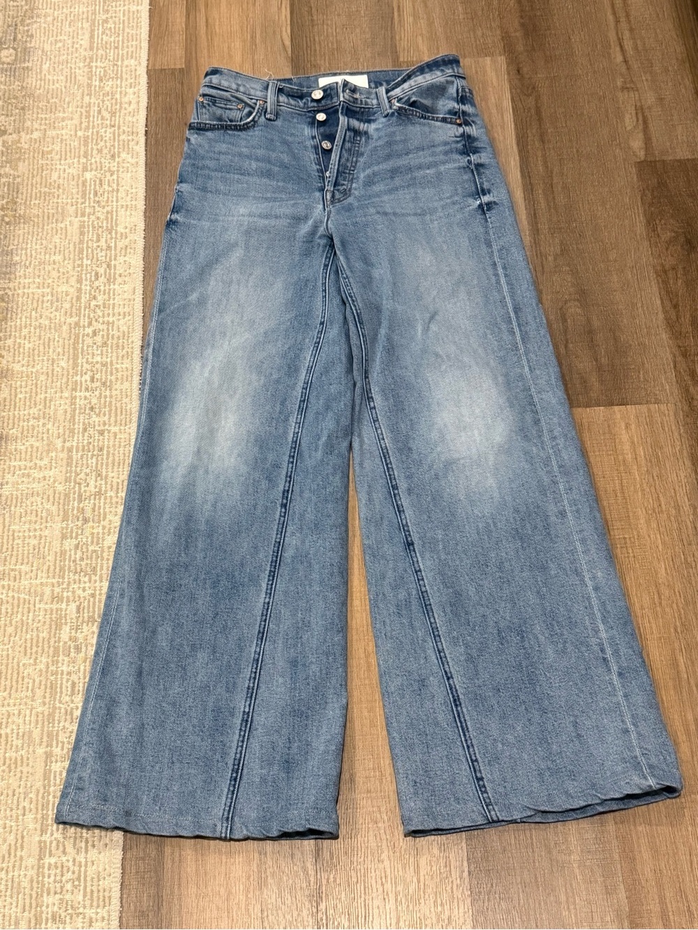 MOTHER The Enchanter Heel Wide-Leg Button-Fly Jeans